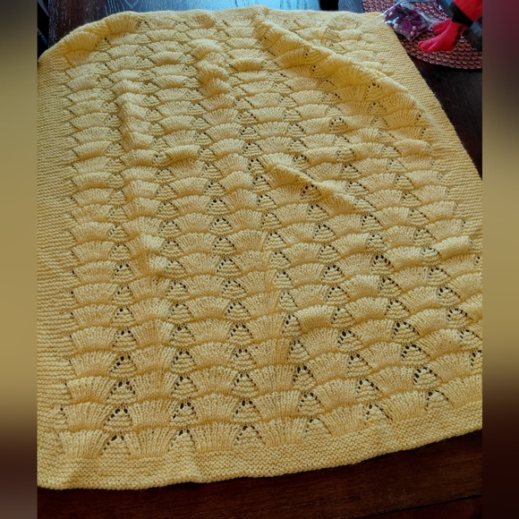Handmade Other - Handmade Yellow Knitted Baby Blanket